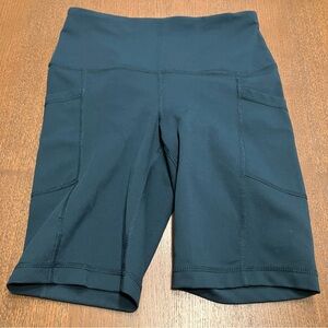Yogalicious Lux High-Waisted Deep Blue Green Teal Bike Shorts
